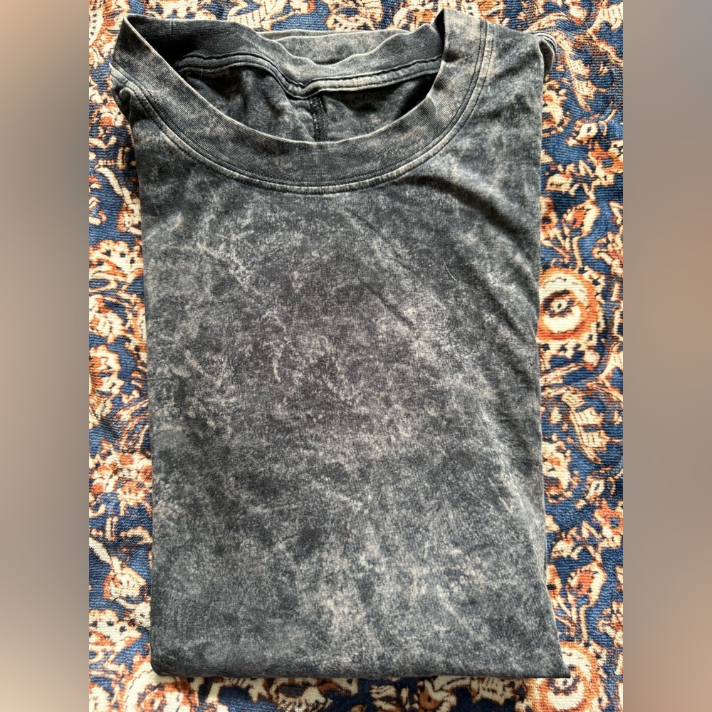 lulu lemon athletica All Yours Cotton T-Shirt in Black and Grey Tye-Dye